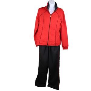 Vintage 90s Activology Red & Black Two-Piece Track Suit | Size M